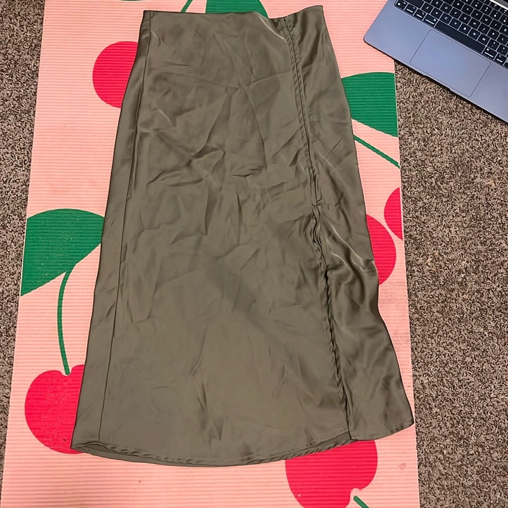 Olive Green Silk Skirt